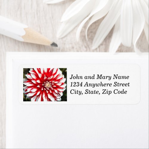 Red and White Dahlia Floral Return Address Label