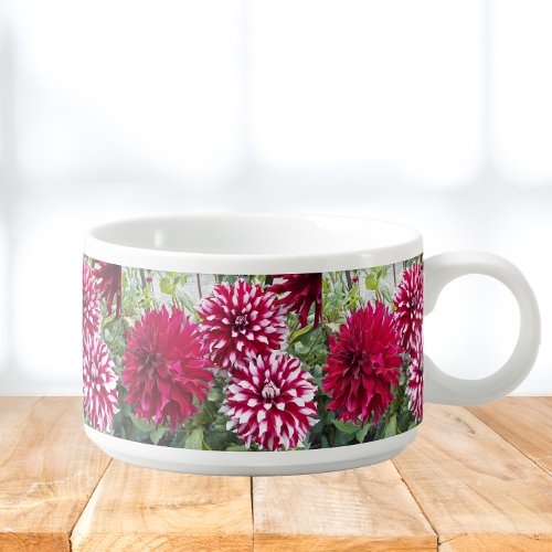 Red and White Dahlias Floral Pattern Bowl