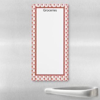 Red and White Daisy Gingham Magnetic Notepad