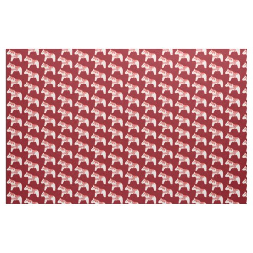 Red and White Dala Horse Fabric