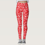 Red and White Dala Horse Folk Art Pattern Leggings<br><div class="desc">Festive and fun leggings featuring a pattern of Swedish Dala horses and folk art style decorations are Scandi cool in classic cherry red and white. Pair with a chunky,  oversized fair isle sweater for a cozy and stylish look.</div>