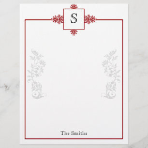 Red and White Damask Letterhead