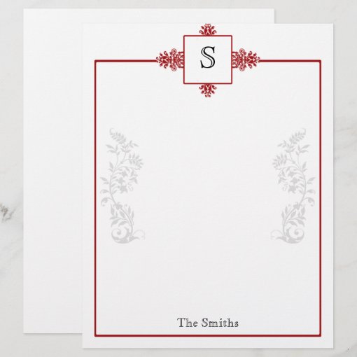 Red and White Damask Letterhead Zazzle