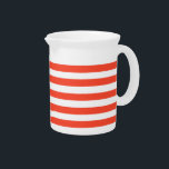 Red and White Deckchair Stripes Beverage Pitcher<br><div class="desc">Bold wide red and white deckchair stripes on home items to evoke memories of the seaside.</div>