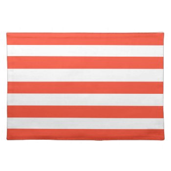 Red And White Deckchair Stripes Cloth Placemat by beachcafe at Zazzle