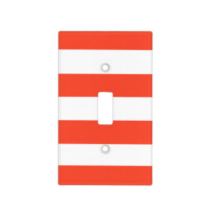 Red and White Deckchair Stripes Light Switch Cover
