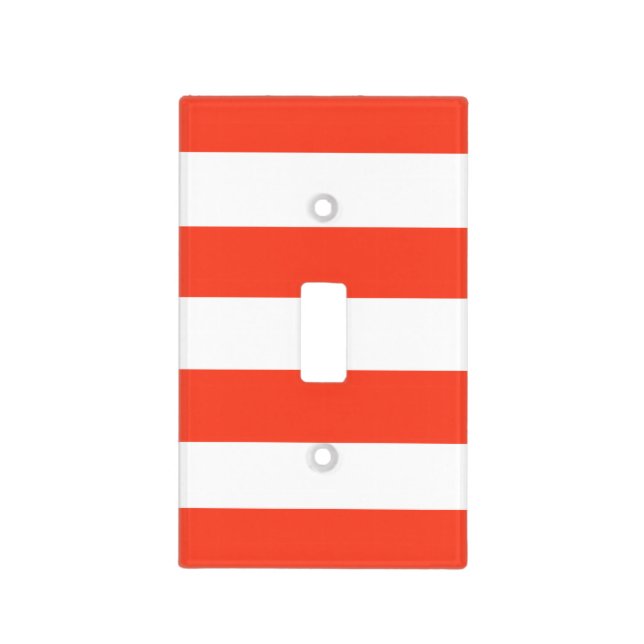 Red and White Deckchair Stripes Light Switch Cover (Front)