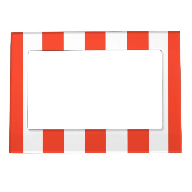 Red and White Deckchair Stripes Magnetic Frame (Front)