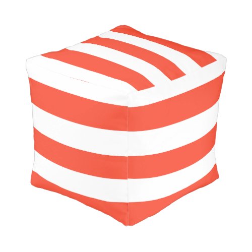 Red and White Deckchair Stripes Pouf