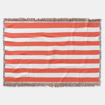 Red And White Deckchair Stripes Throw Blanket by beachcafe at Zazzle