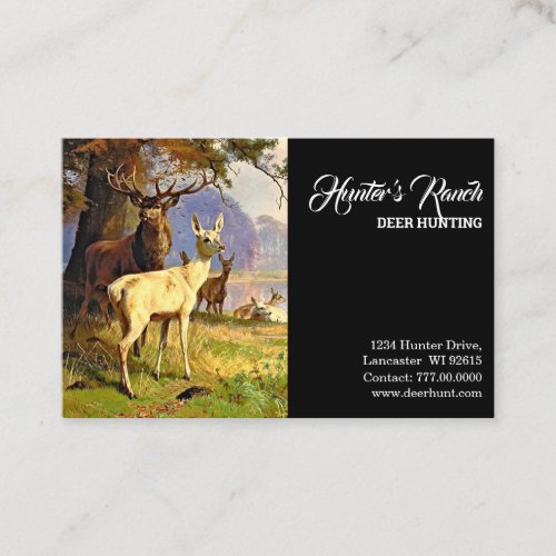 Red And White Deer Near A Forest Pond Hunting Business Card