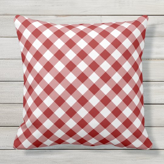 Red And White Diagonal Checked Plaid Outdoor Pillow Zazzle Com Red And White Diagonal Checked Plaid