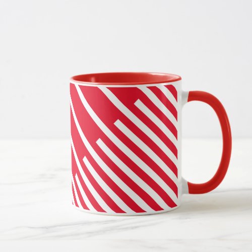 Red and white diagonal Mug