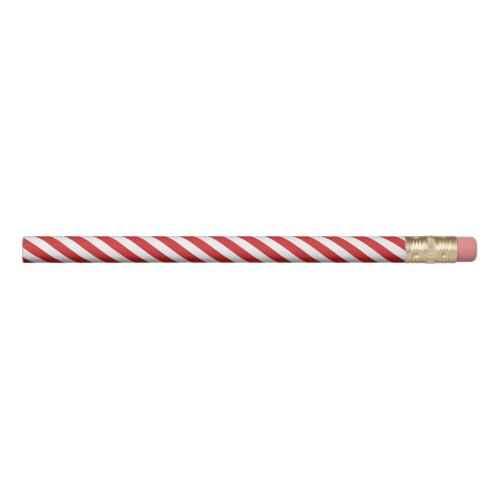 Red and White Diagonal Peppermint Candy Stripes Pencil