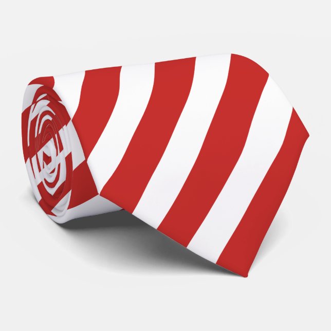 Red and White Diagonal Stripe Pattern Neck Tie (Rolled)