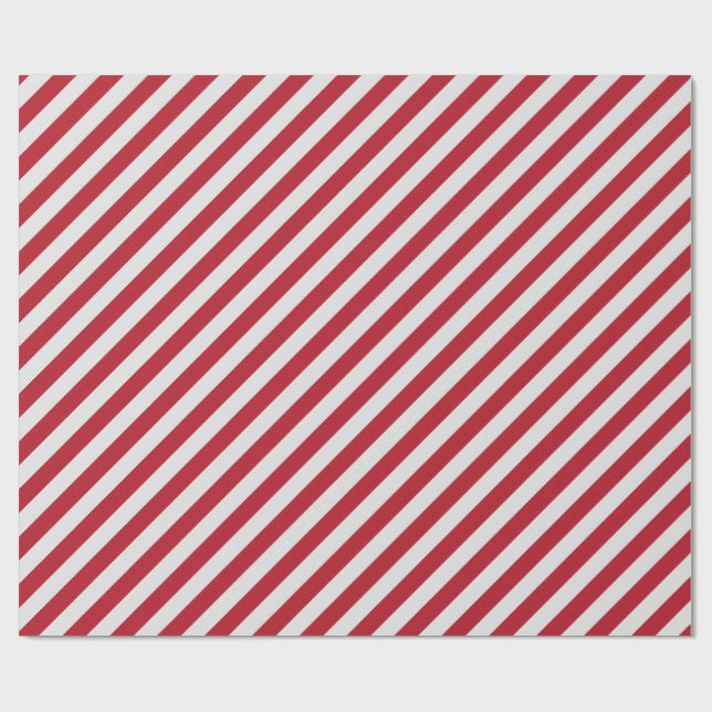 Red And White Diagonal Stripe Wrapping Paper (Flat)
