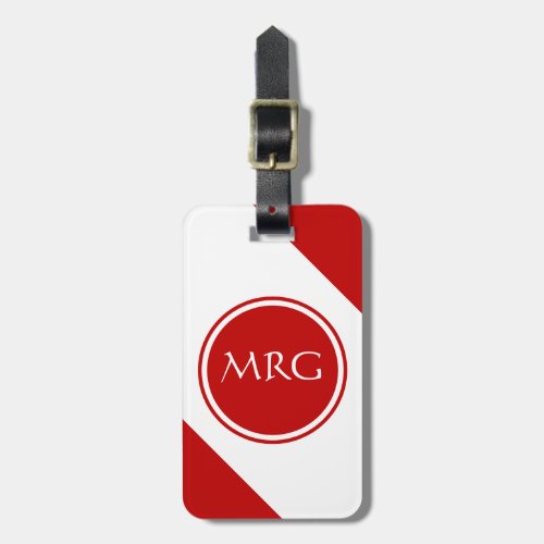 Red and White Diagonal Stripes Luggage Tag