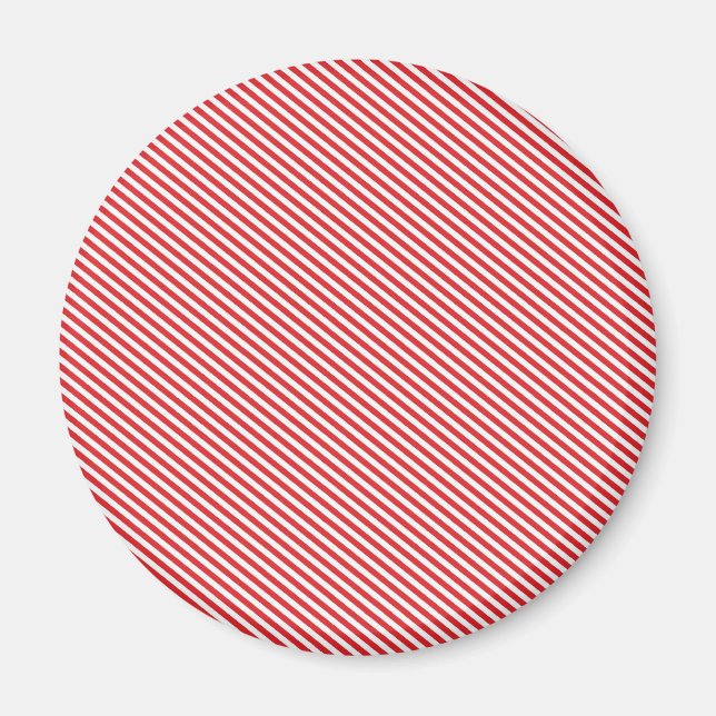 Red and White Diagonal Stripes Magnet (Front)