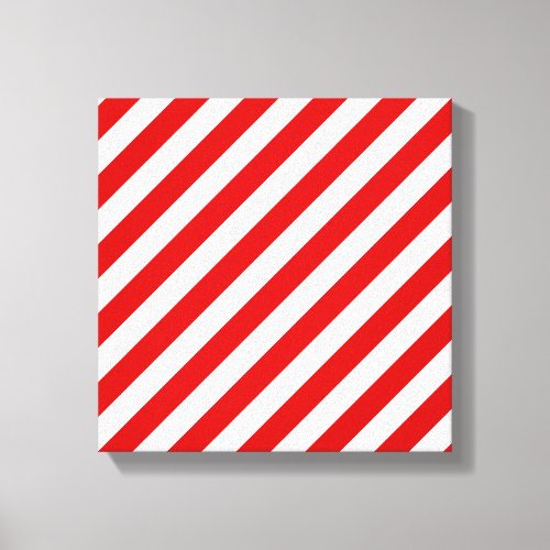 Red and White Diagonal Stripes Pattern Canvas Print