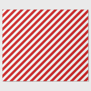 Red and White Diagonal Stripes Pattern Wrapping Paper