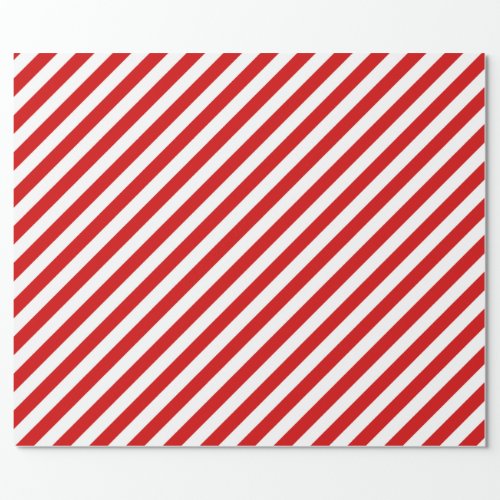 Red and White Diagonal Stripes Pattern Wrapping Paper