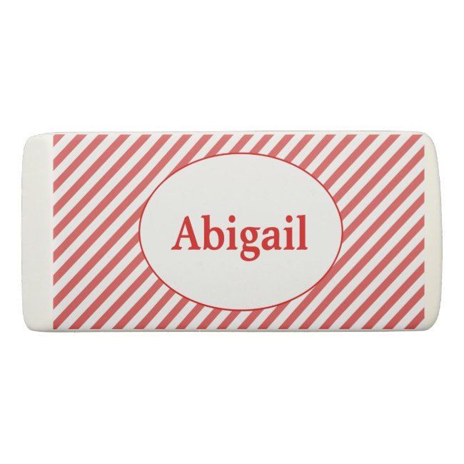 Red and White Diagonal Stripes | Personalized