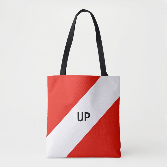 Red and White Diagonal Stripes Tote Bag (Front)