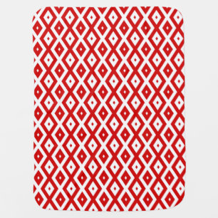 Red and white diamond pattern baby blanket
