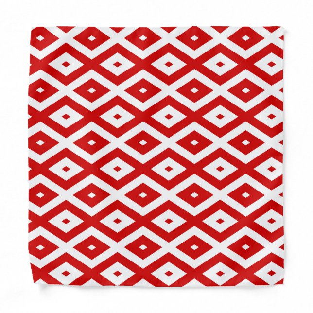 Red and white diamond pattern bandana (Front)