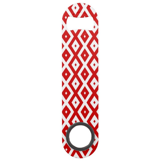 Red and white diamond pattern bar key (Front)