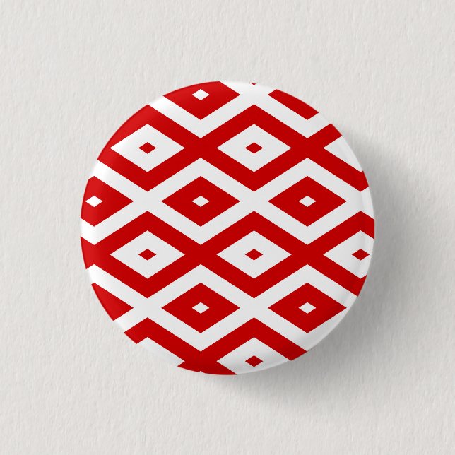 Red and white diamond pattern button (Front)