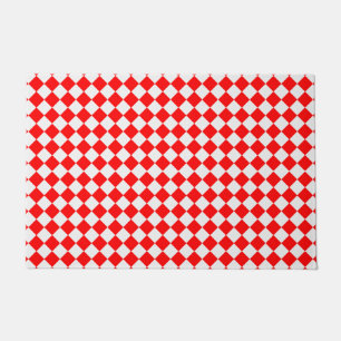Red And White Diamond Pattern by Shirley Taylor Doormat
