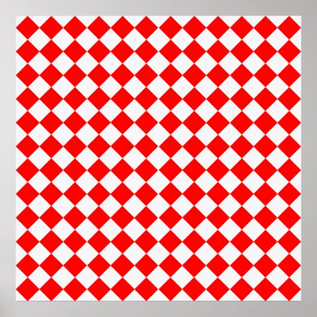 Red And White Diamond Pattern by Shirley Taylor Poster (Front)