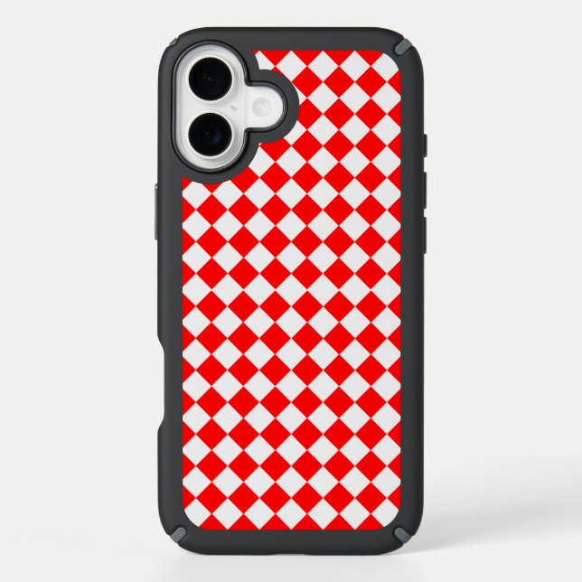 Red and White Diamond Pattern by STaylor Speck iPhone Case (Front)