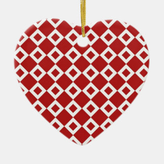 Red and White Diamond Pattern Ceramic Ornament