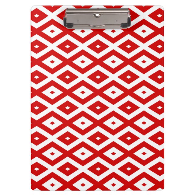 Red and white diamond pattern clipboard (Front)