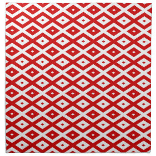 Red and white diamond pattern cloth napkin