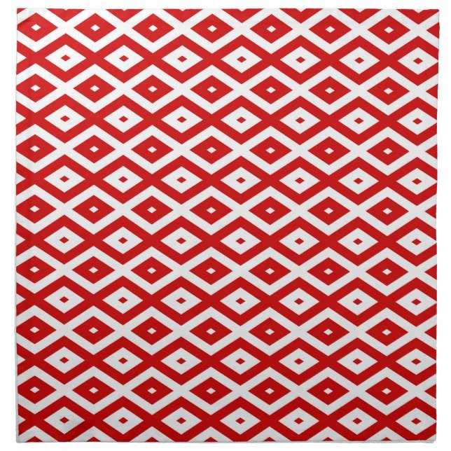 Red and white diamond pattern cloth napkin (Front)