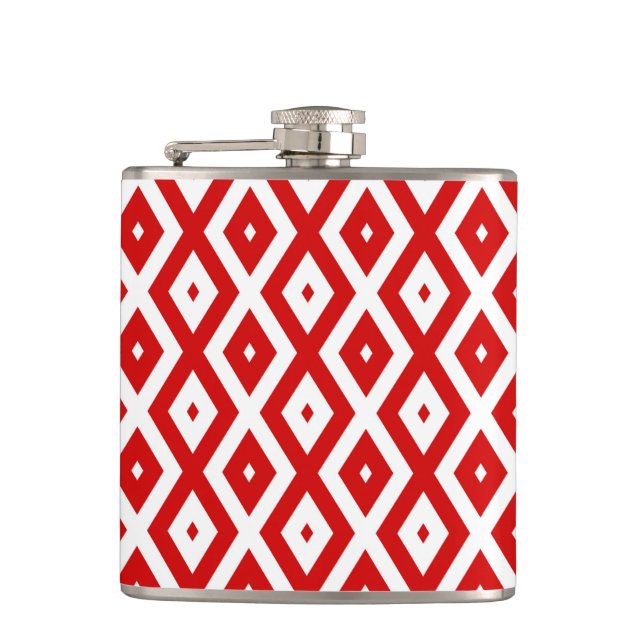 Red and white diamond pattern flask (Front)
