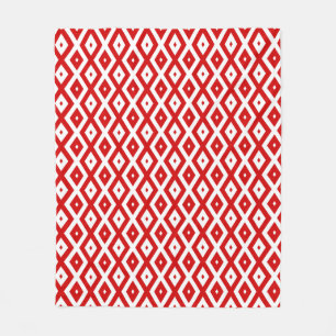 Red and white diamond pattern fleece blanket
