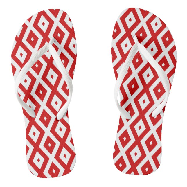 Red and white diamond pattern flip flops (Footbed)