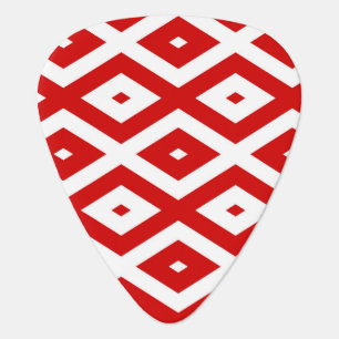 Red and white diamond pattern guitar pick