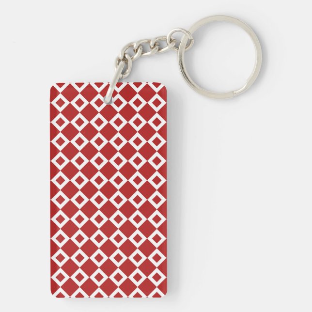 Red and White Diamond Pattern Keychain (Back)