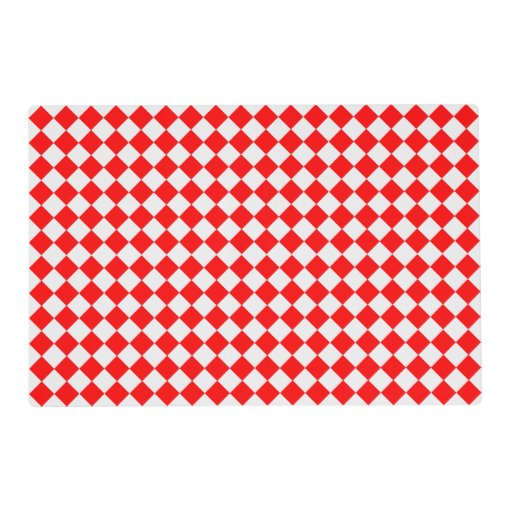 Red And White Diamond Pattern Laminated Placemat | Zazzle