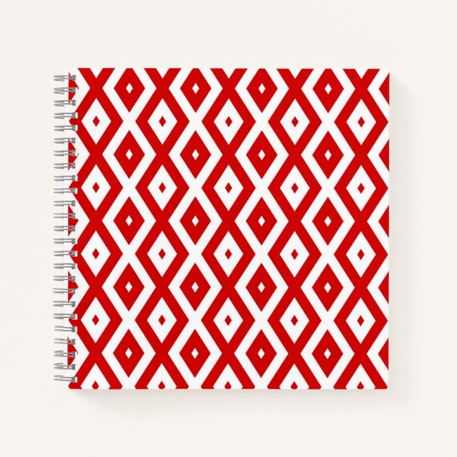 Red and white diamond pattern notebook (Front)