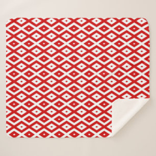 Red and white diamond pattern sherpa blanket