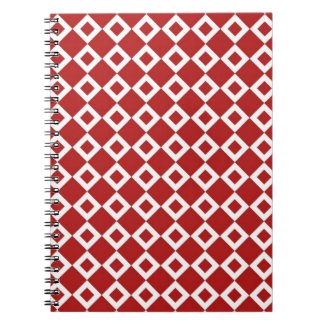 Red and White Diamond Pattern Spiral Notebook