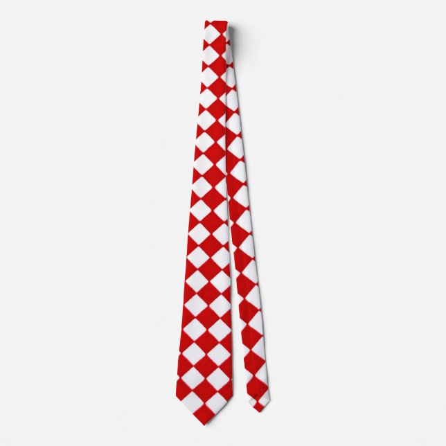 RED AND WHITE DIAMOND-TIE NECK TIE (Front)