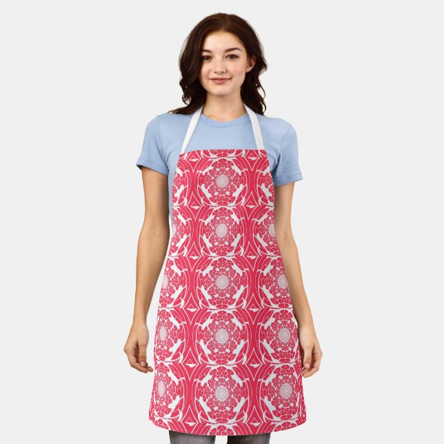 Red and White Dimensional Pattern Apron (Worn)