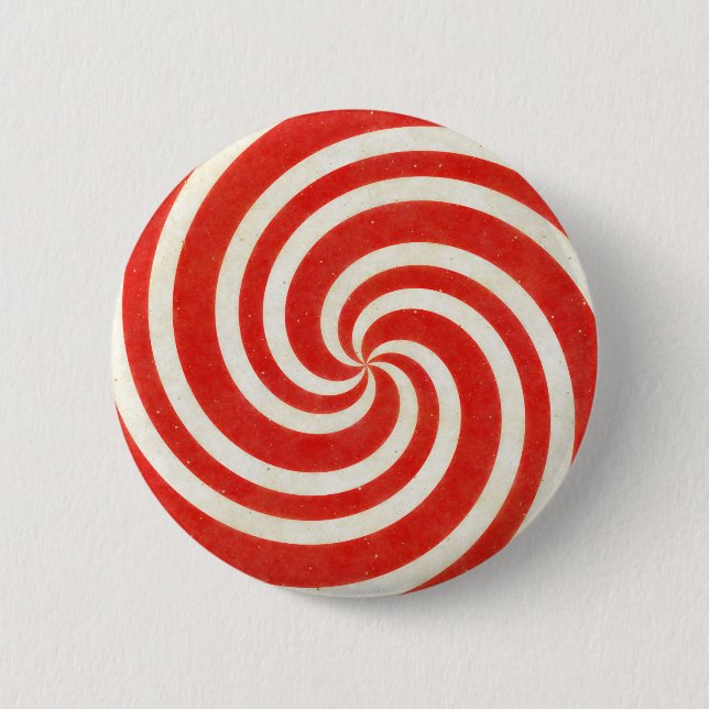 Red and White Dizzy Candy Swirl Button (Front)